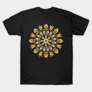 Gold Greek ornament and floral pattern T-Shirt